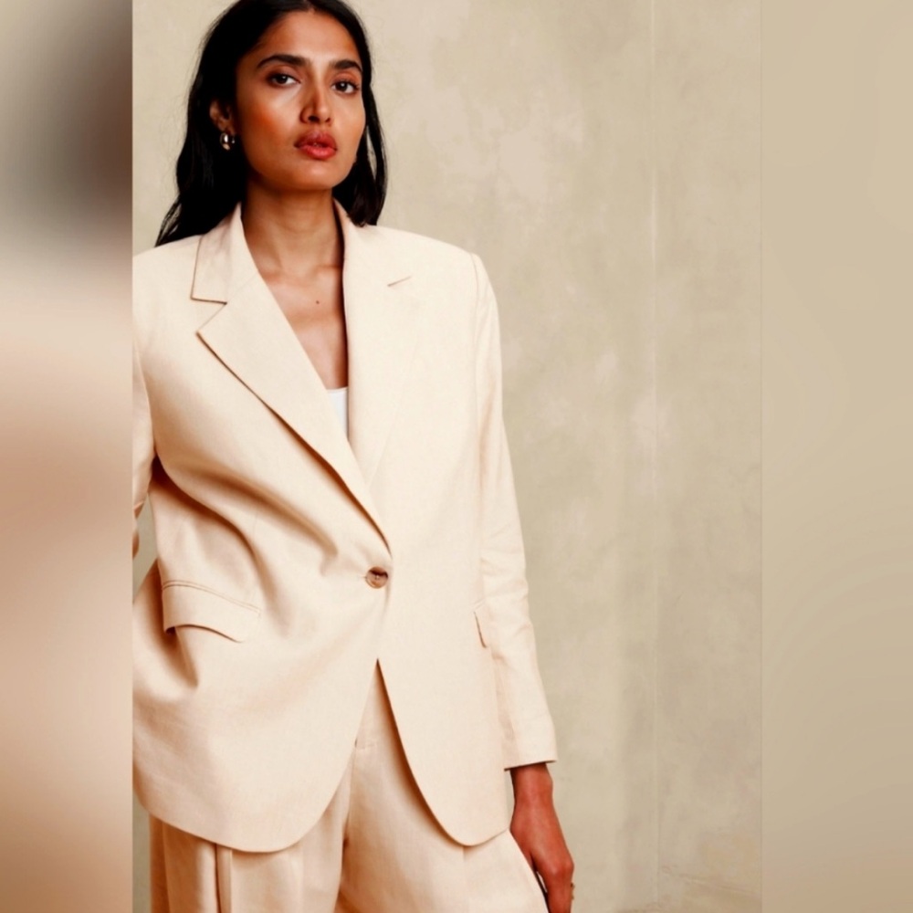 3-piece piece Banana Republic Suit Linen Wide-Leg Pants and Blazer size 16 - Picture 5 of 12